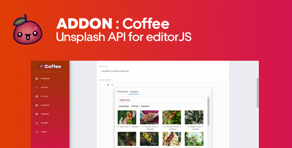 Addon - Coffee - Unsplash api for editorjS to embed images