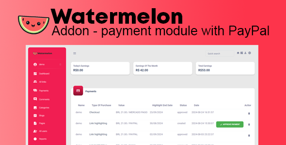 Addon - watermelon - módulo de pagamento com PayPal